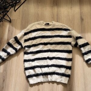 AKIRA Black and White Striped Long Sleeve Dress